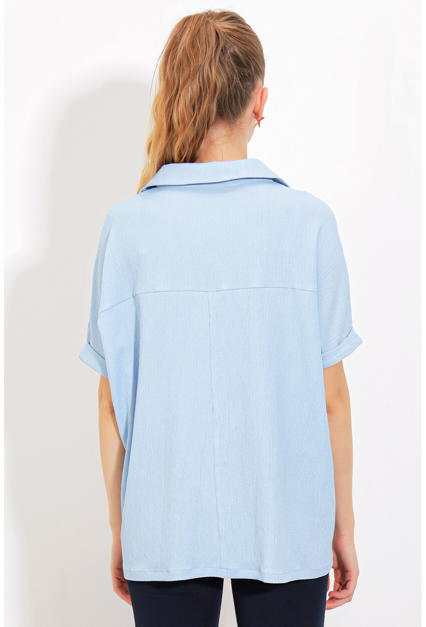 0486 Polo Yaka Örme Bluz