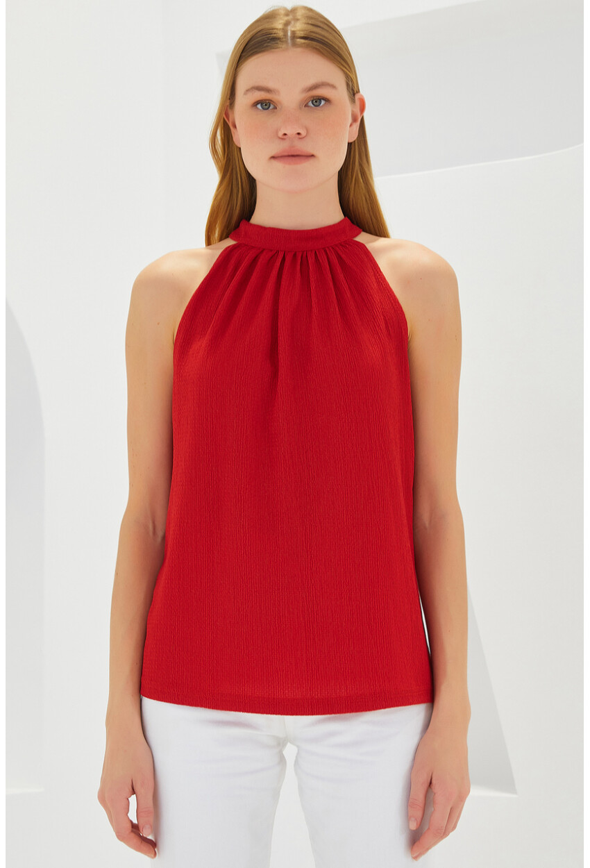 0489 Halter Yaka Örme Bluz