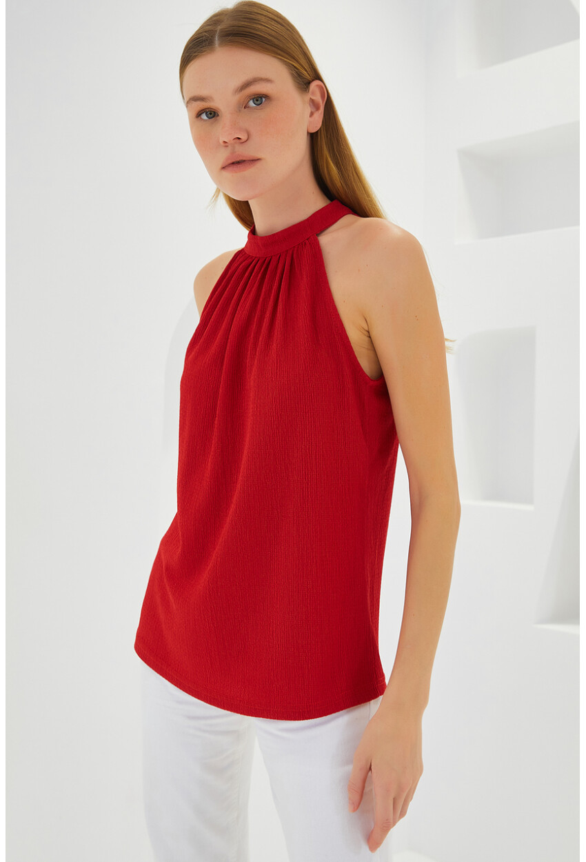 0489 Halter Yaka Örme Bluz