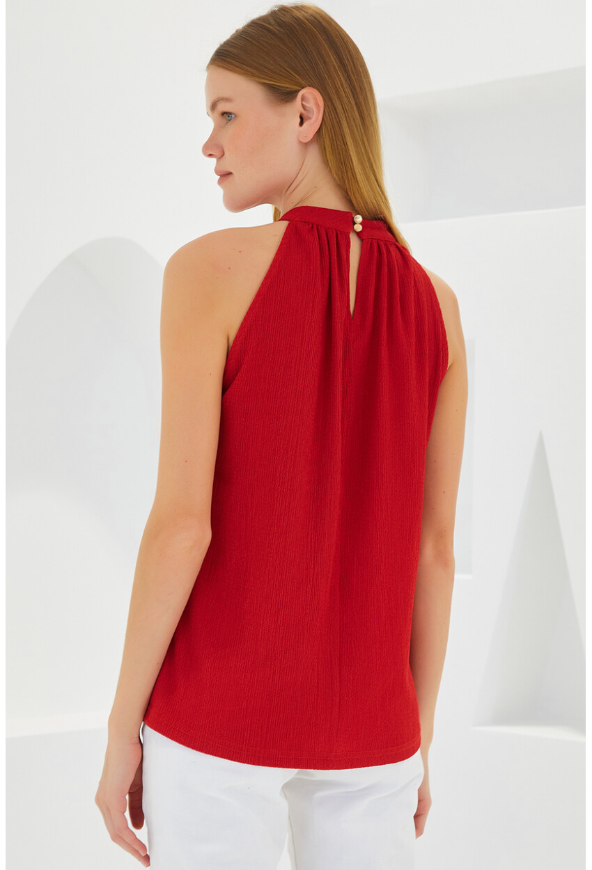 0489 Halter Yaka Örme Bluz
