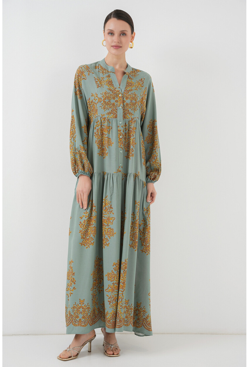 2423 Otantik Desenli Elbise