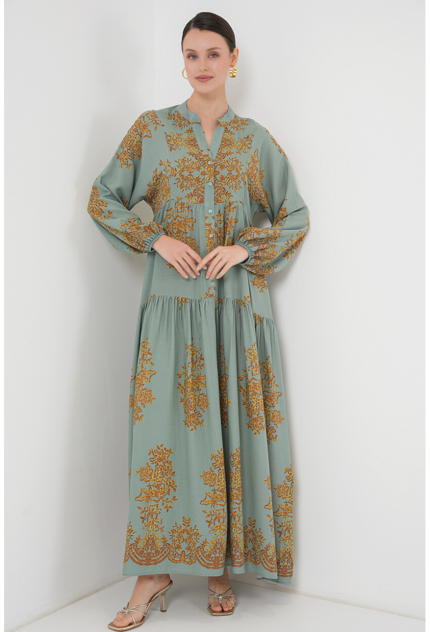 2423 Otantik Desenli Elbise