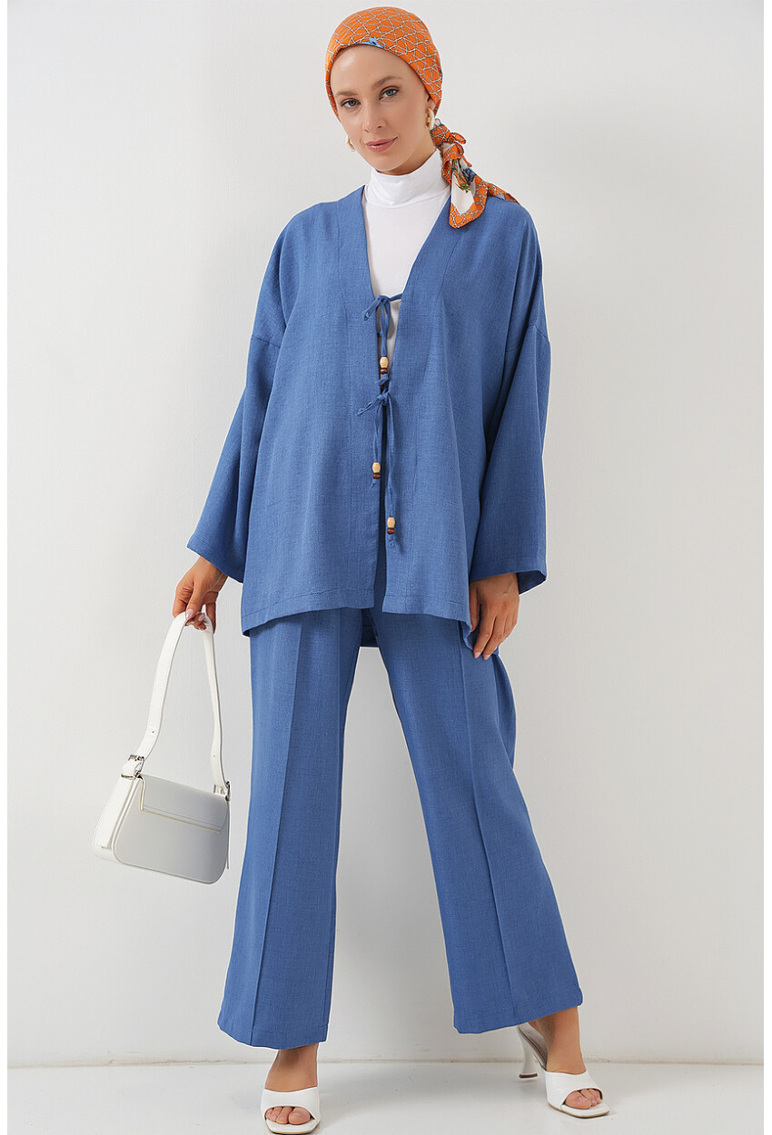 Kadın Keten Kimono İkili Takım 6727