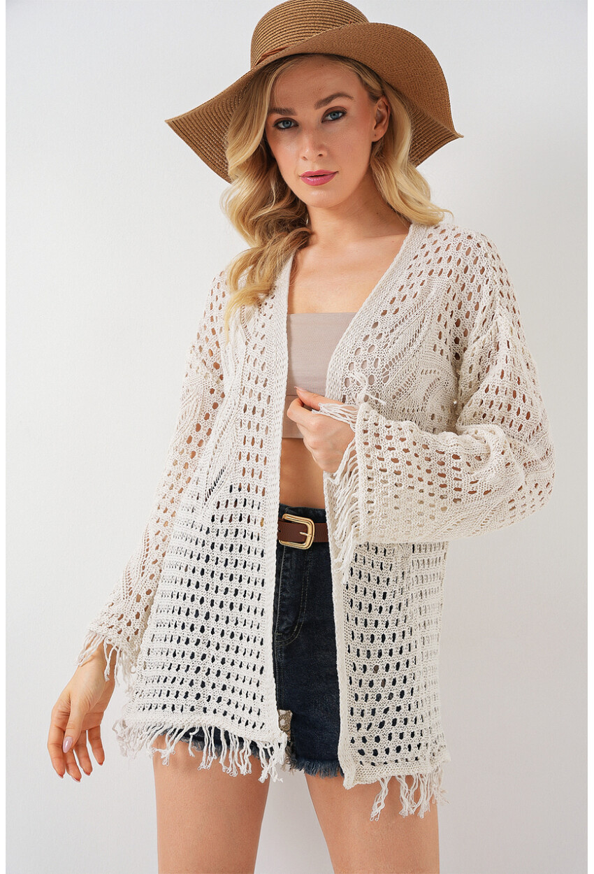 15857 Openwork Oversized Cardigan