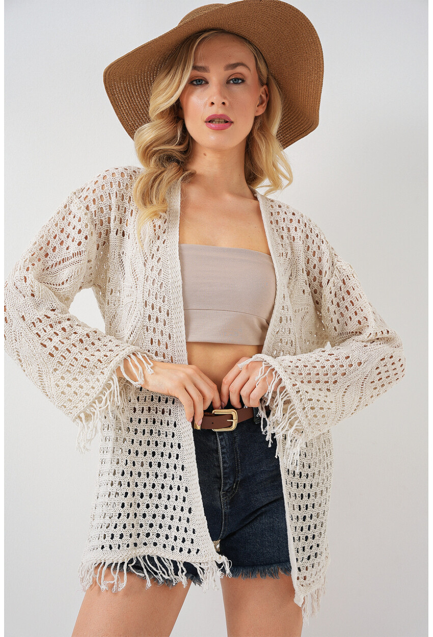 15857 Openwork Oversized Cardigan