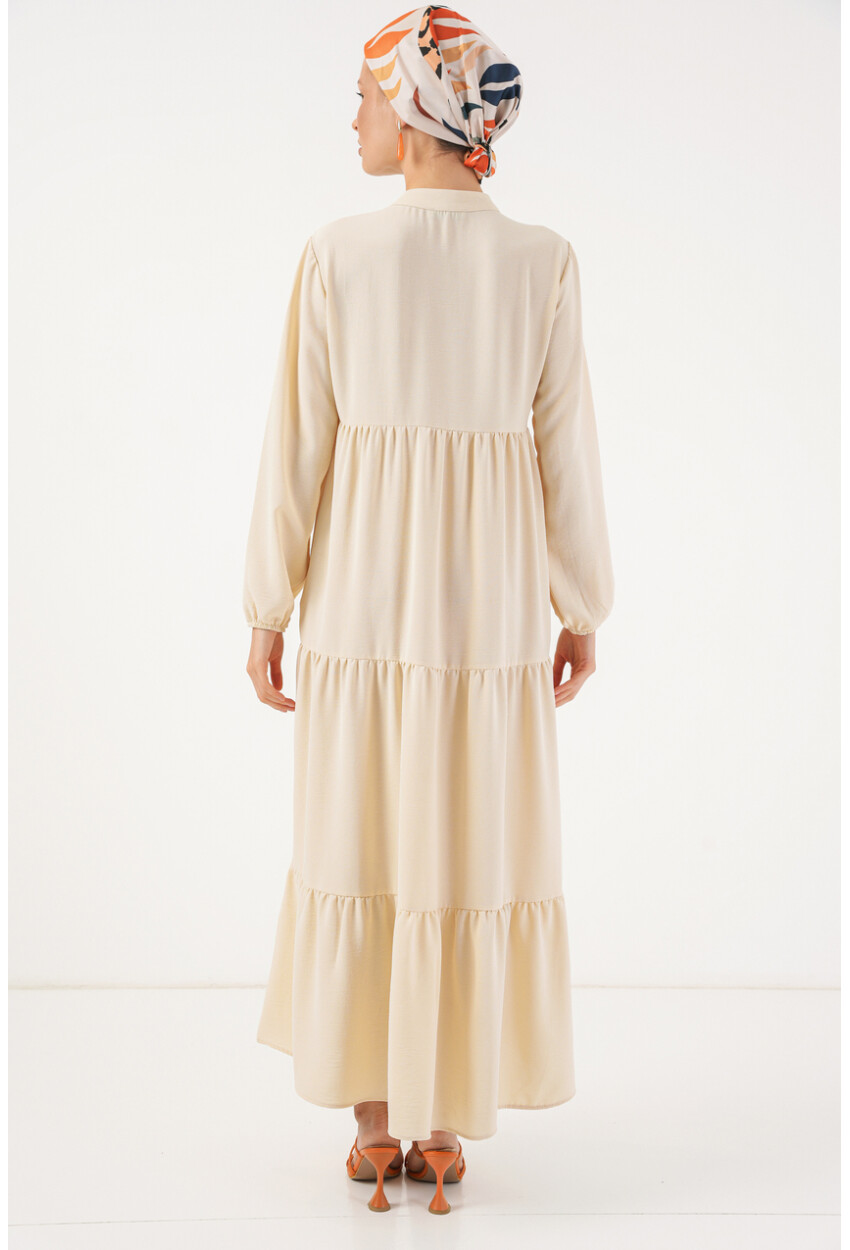 1627 Hijab Dress With Lace-Up Collar