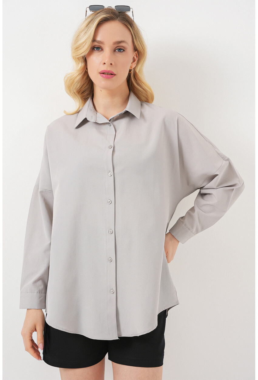 3900 Oversize Uzun Basic Gömlek