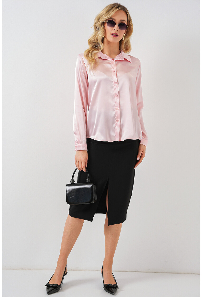 3964 Light Draped Satin Shirt