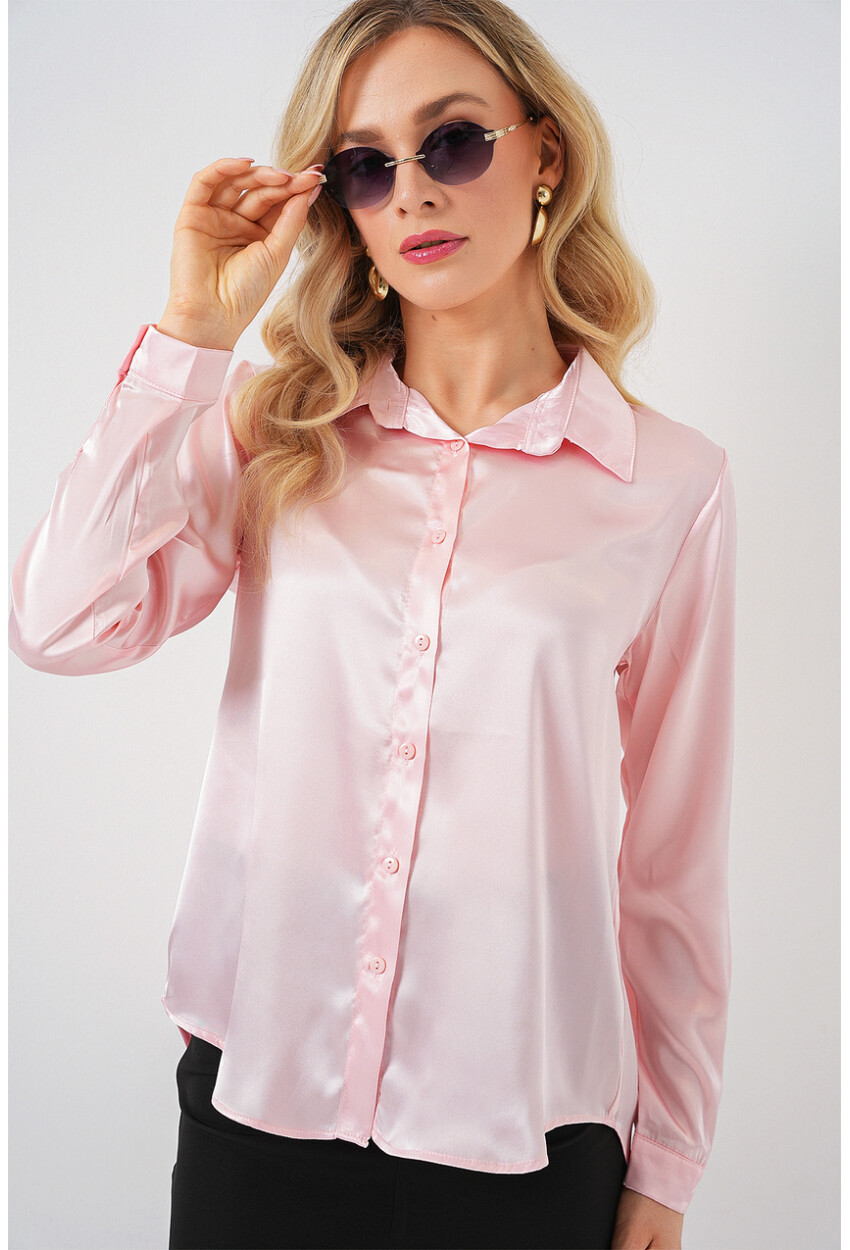 3964 Light Draped Satin Shirt