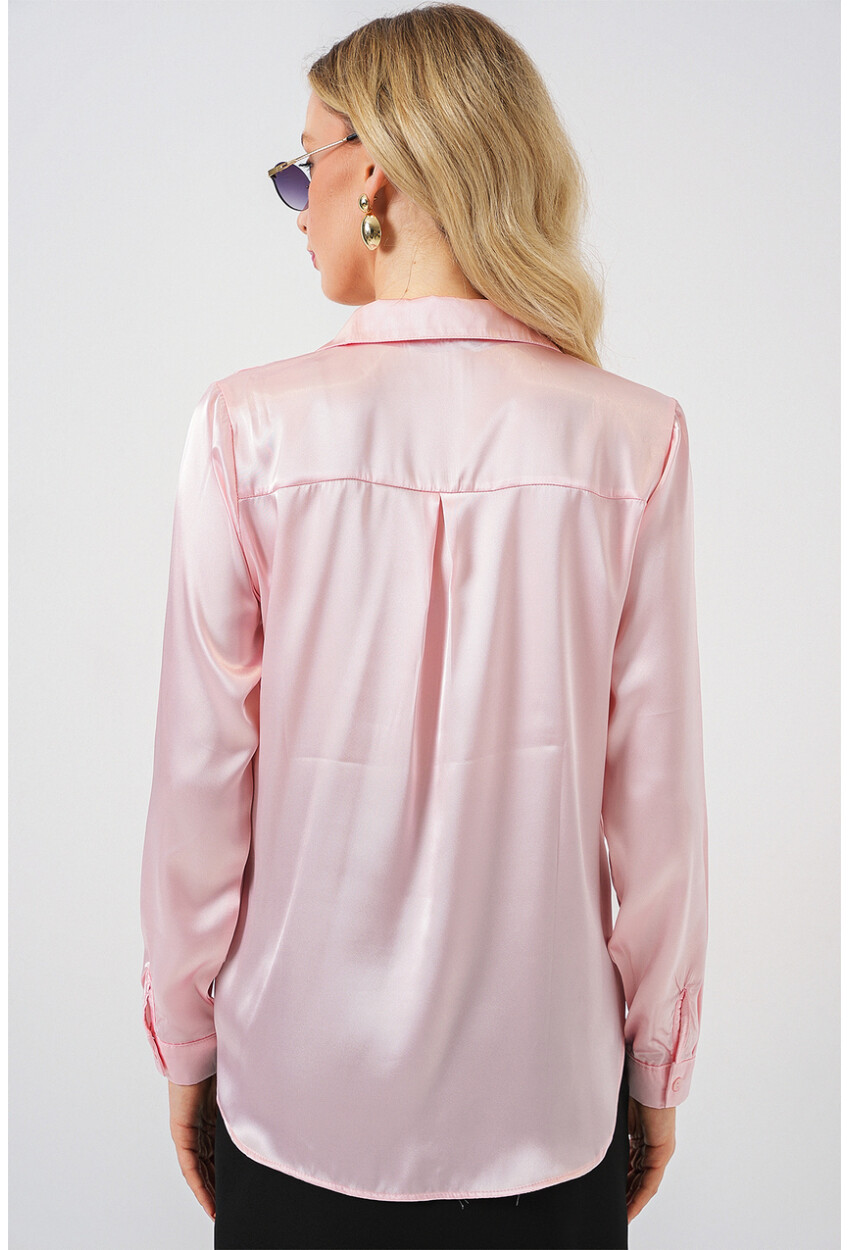 3964 Light Draped Satin Shirt