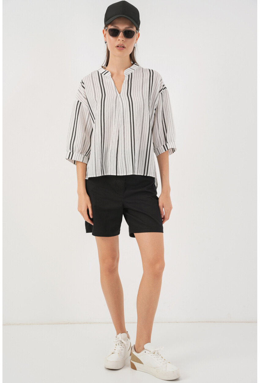 Kadın Çizgili Oversize Bluz 967