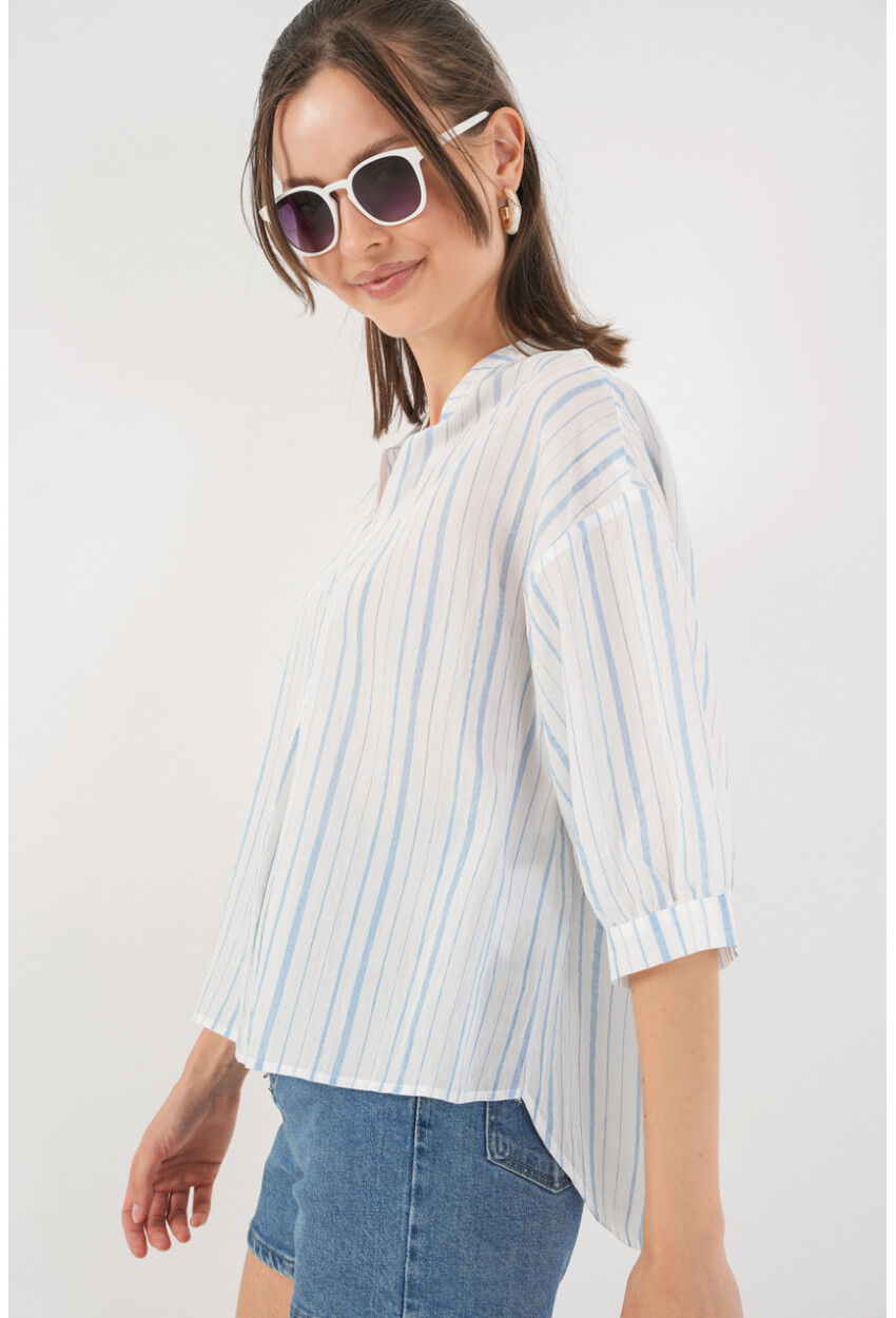 Kadın Çizgili Oversize Bluz 967