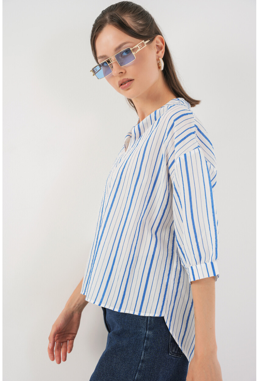 Kadın Çizgili Oversize Bluz 967