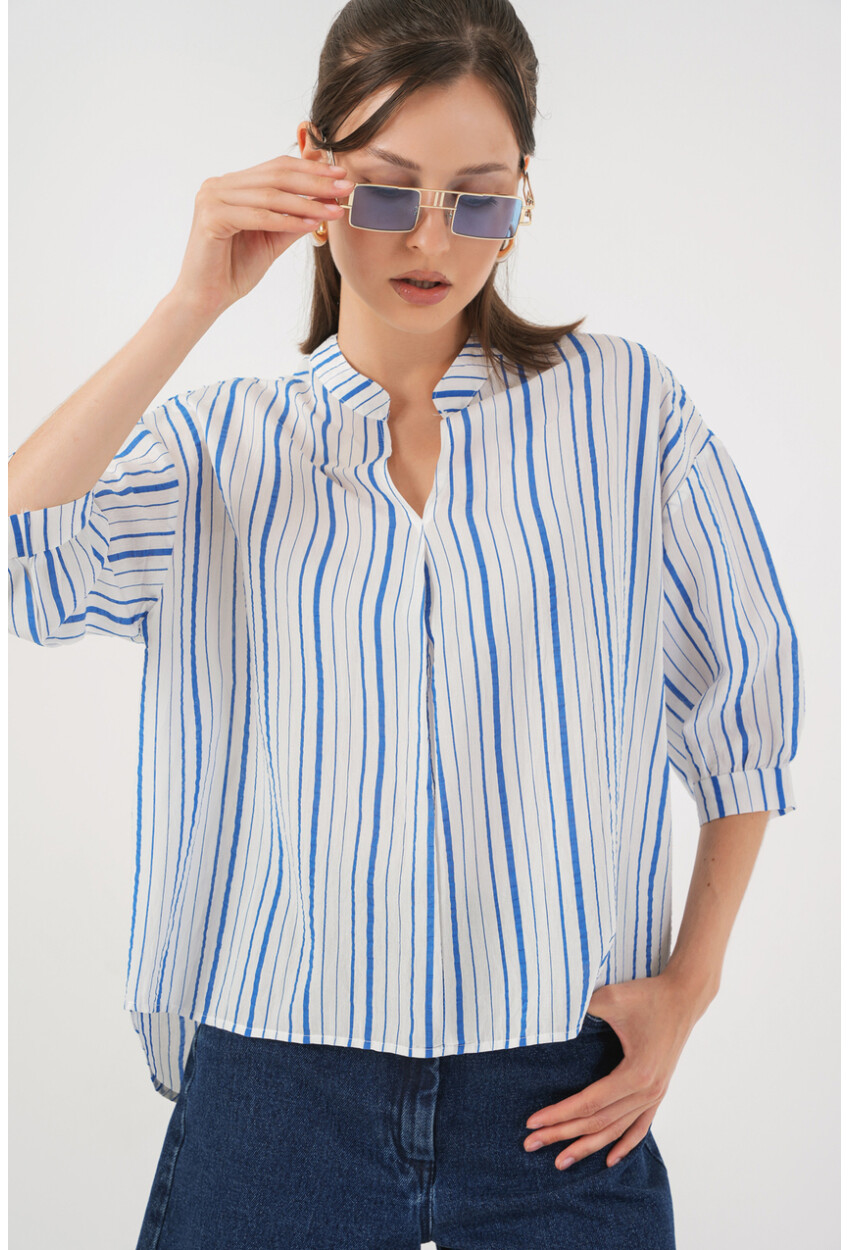 Kadın Çizgili Oversize Bluz 967