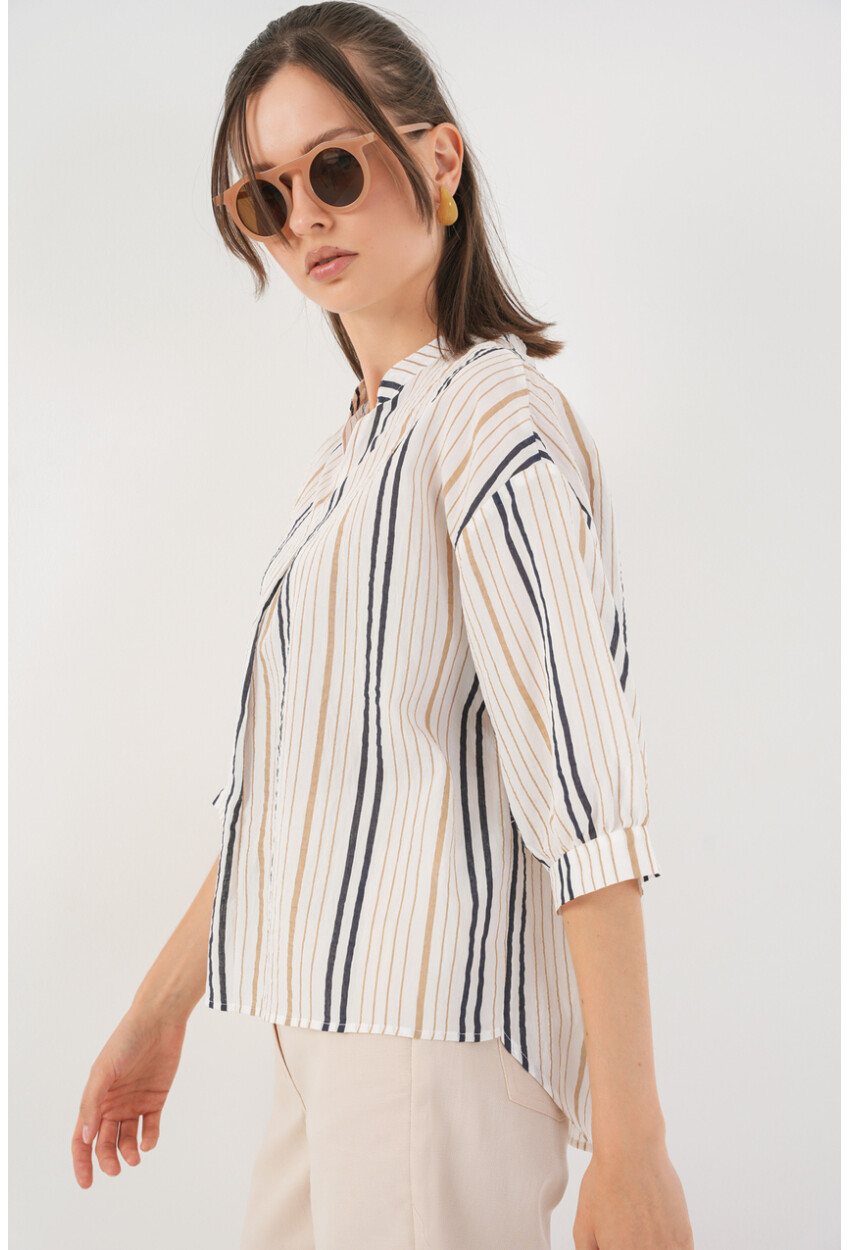 Kadın Çizgili Oversize Bluz 967