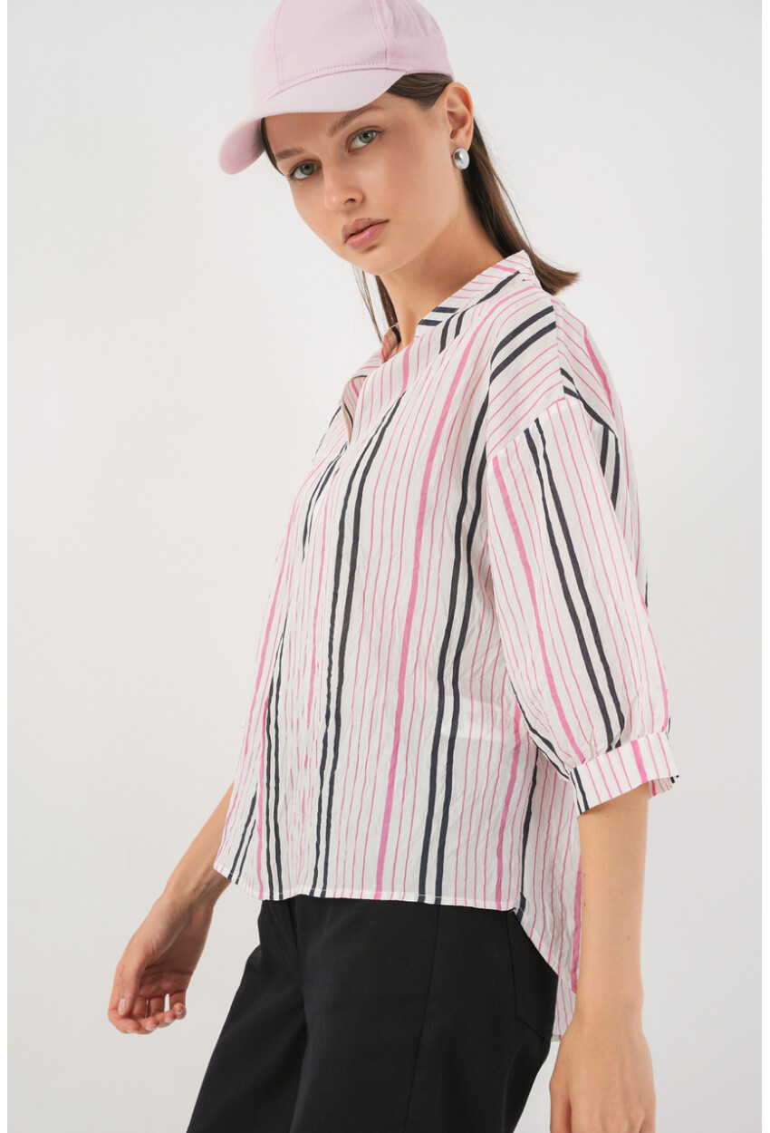 Kadın Çizgili Oversize Bluz 967