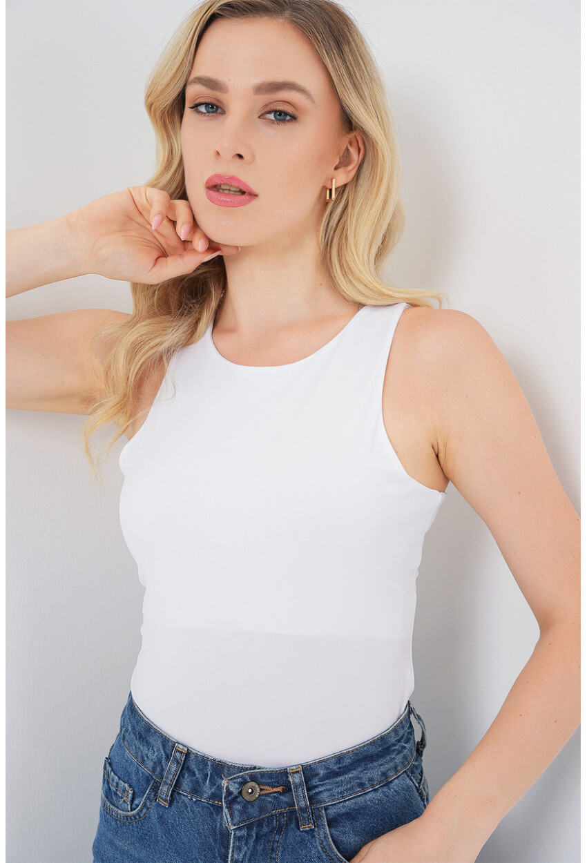 Kadın Halter Yaka Çıtçıtlı Body 972