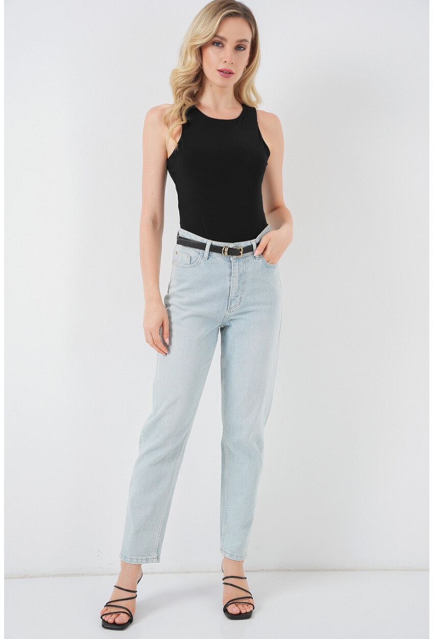 Kadın Halter Yaka Çıtçıtlı Body 972