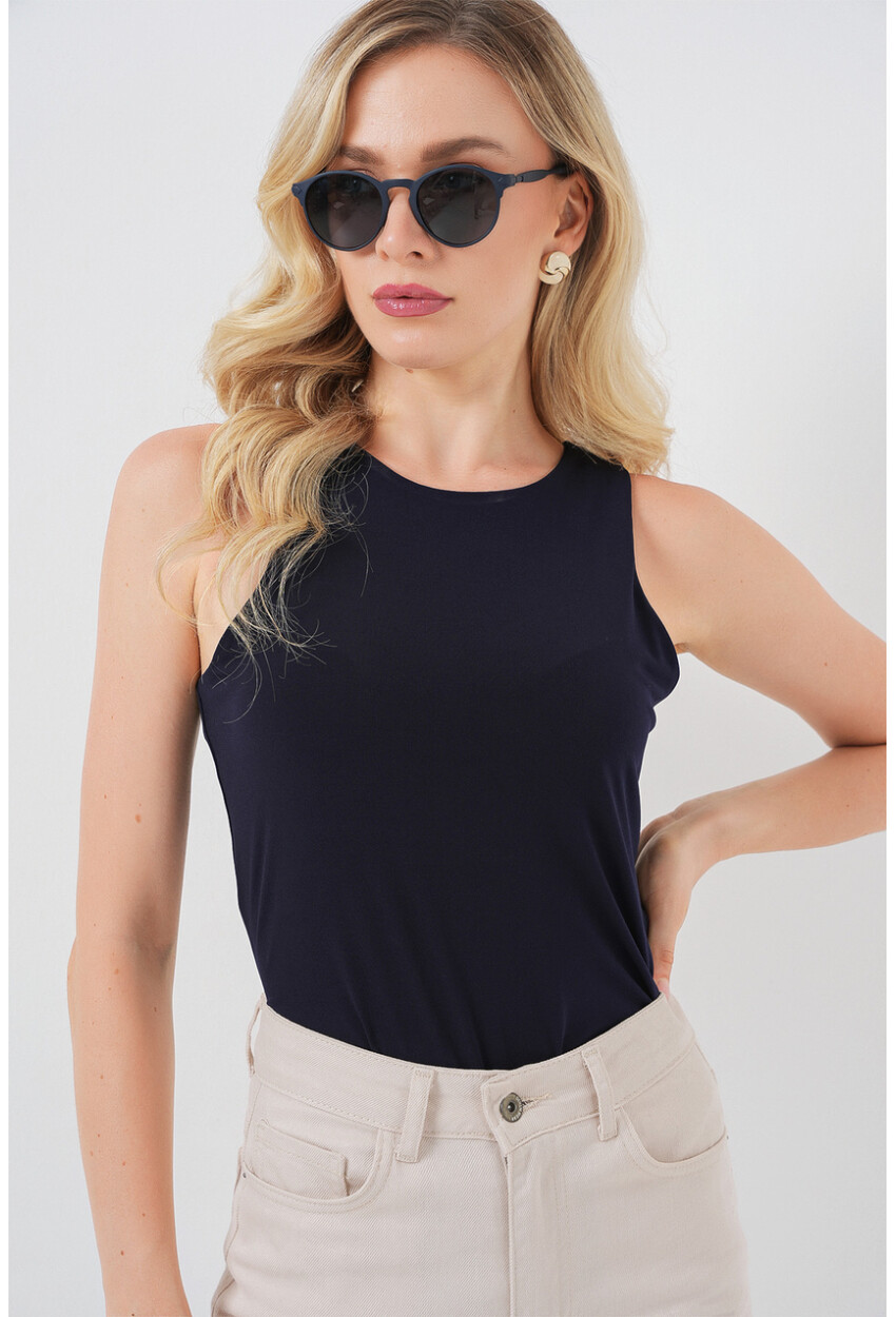Kadın Halter Yaka Çıtçıtlı Body 972
