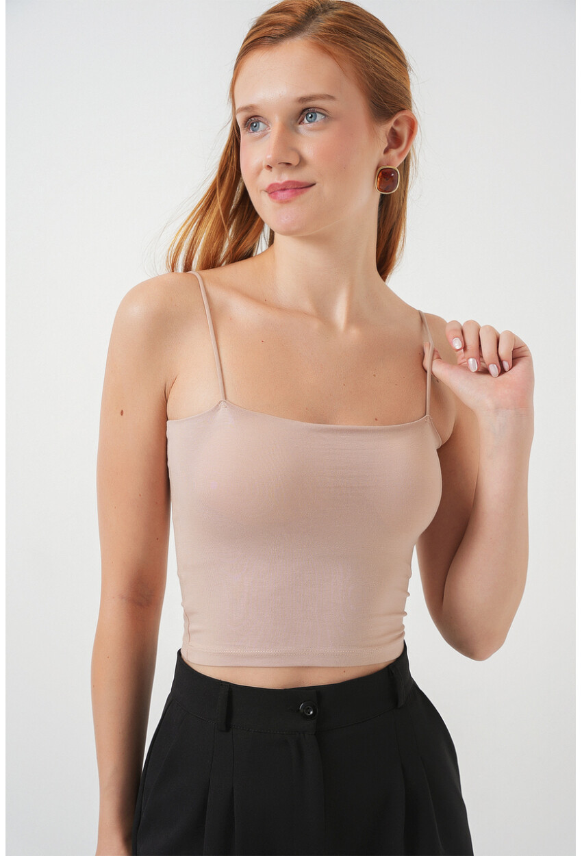 Kadın İp Askılı Basic Crop Atlet 973