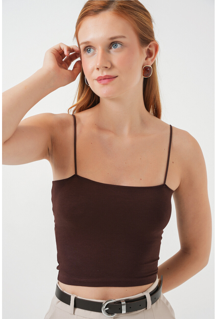 Kadın İp Askılı Basic Crop Atlet 973