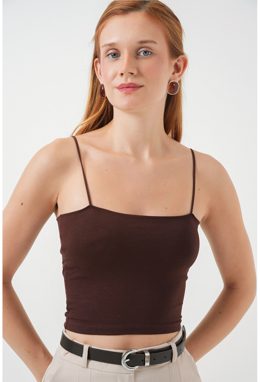 Kadın İp Askılı Basic Crop Atlet 973