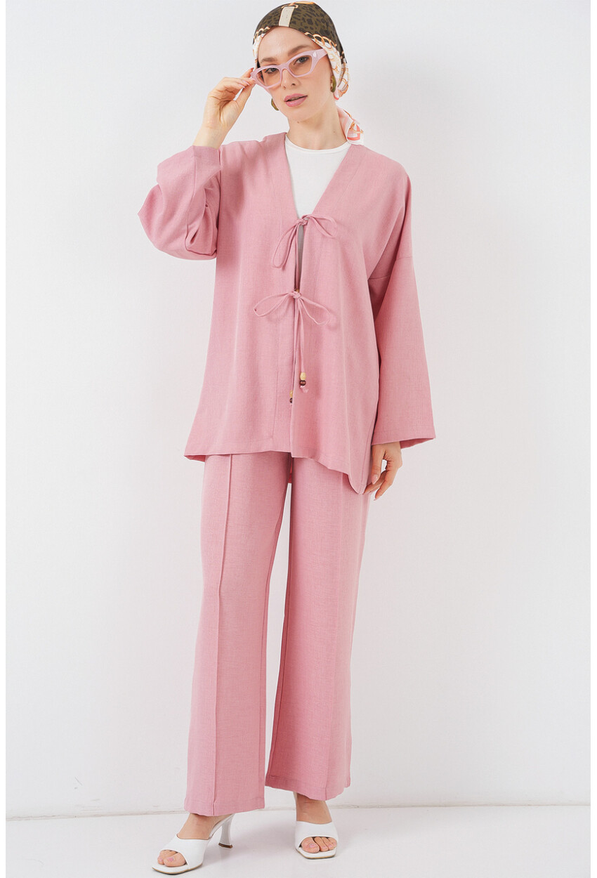 Kadın Keten Kimono İkili Takım 6727