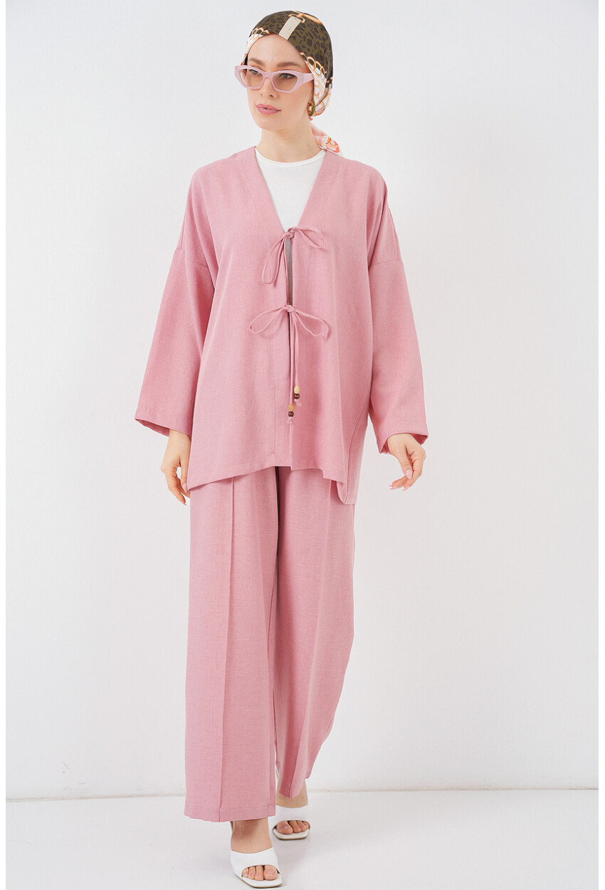 Kadın Keten Kimono İkili Takım 6727