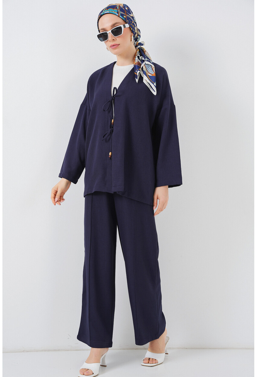 Kadın Keten Kimono İkili Takım 6727