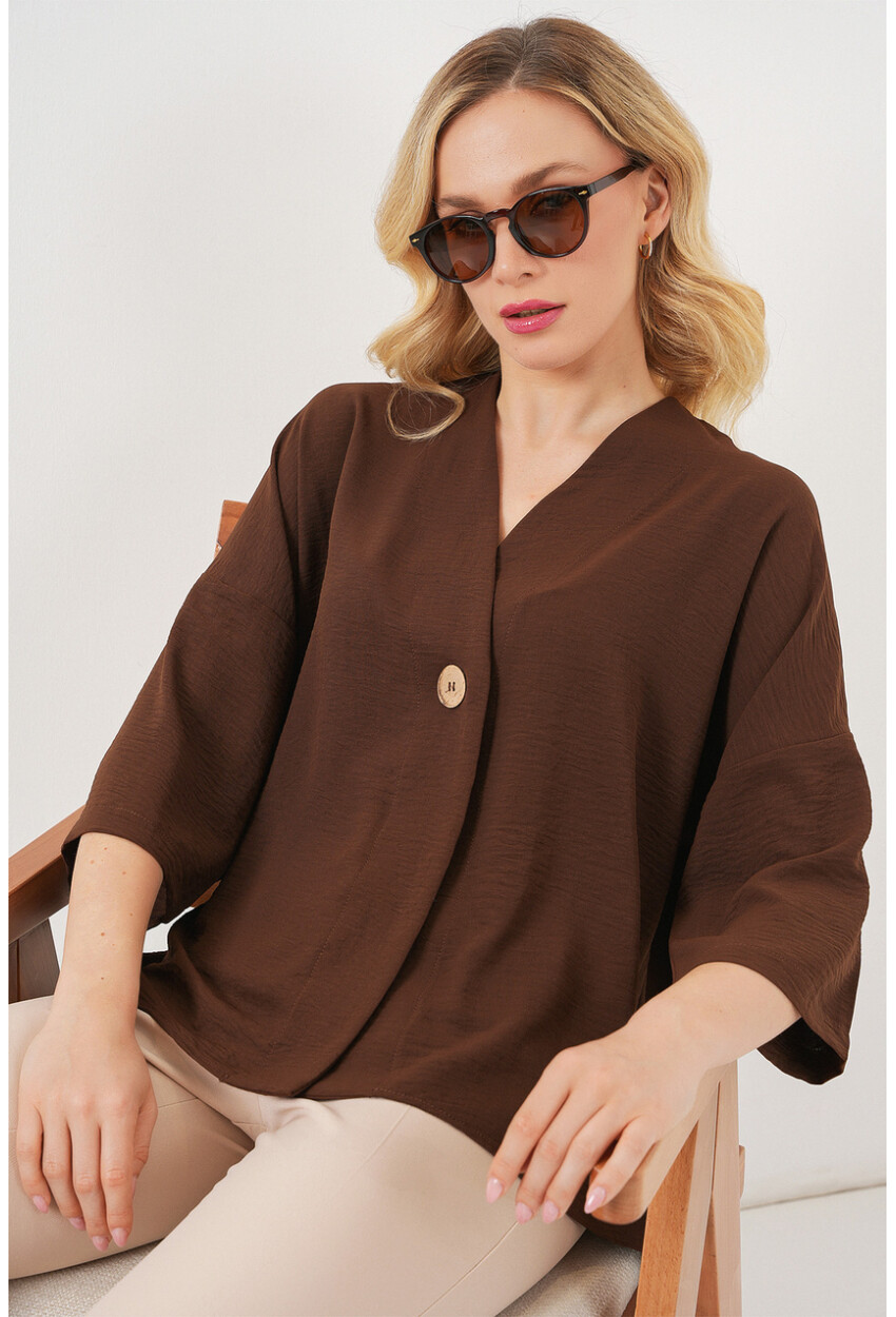 Kadın Kısa Kol Oversize Kimono 5969