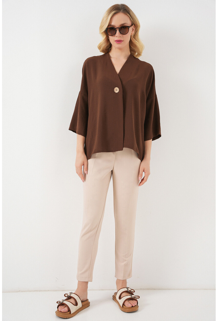 Kadın Kısa Kol Oversize Kimono 5969