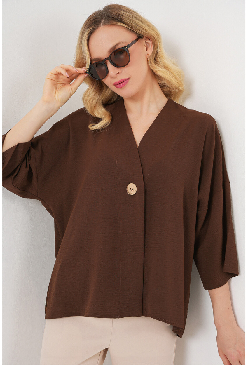 Kadın Kısa Kol Oversize Kimono 5969