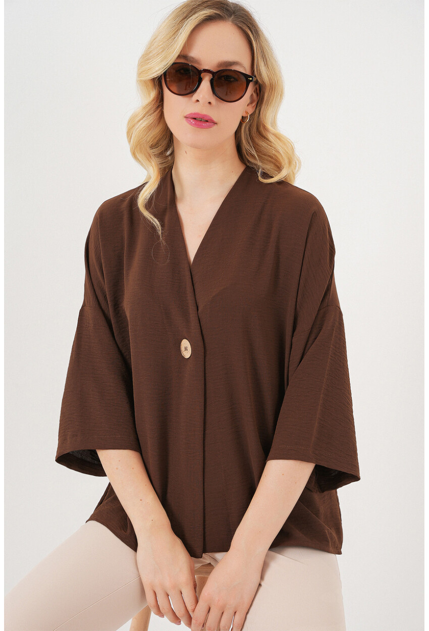 Kadın Kısa Kol Oversize Kimono 5969