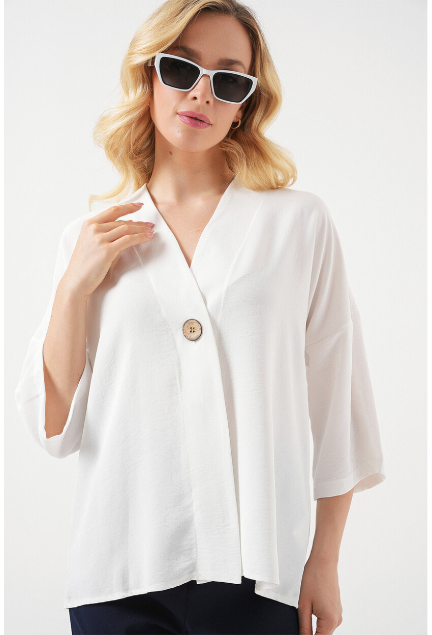 Kadın Kısa Kol Oversize Kimono 5969