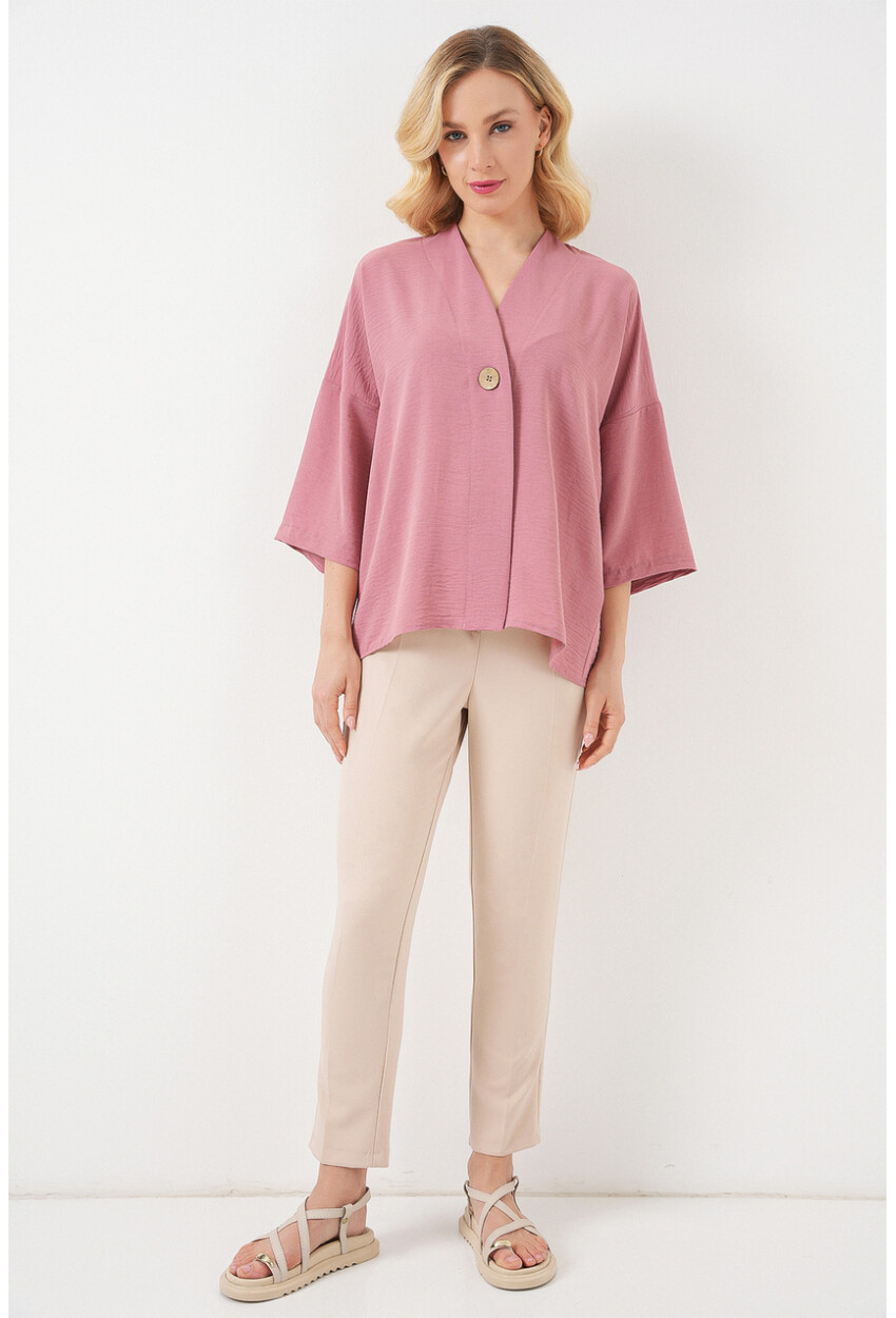 Kadın Kısa Kol Oversize Kimono 5969
