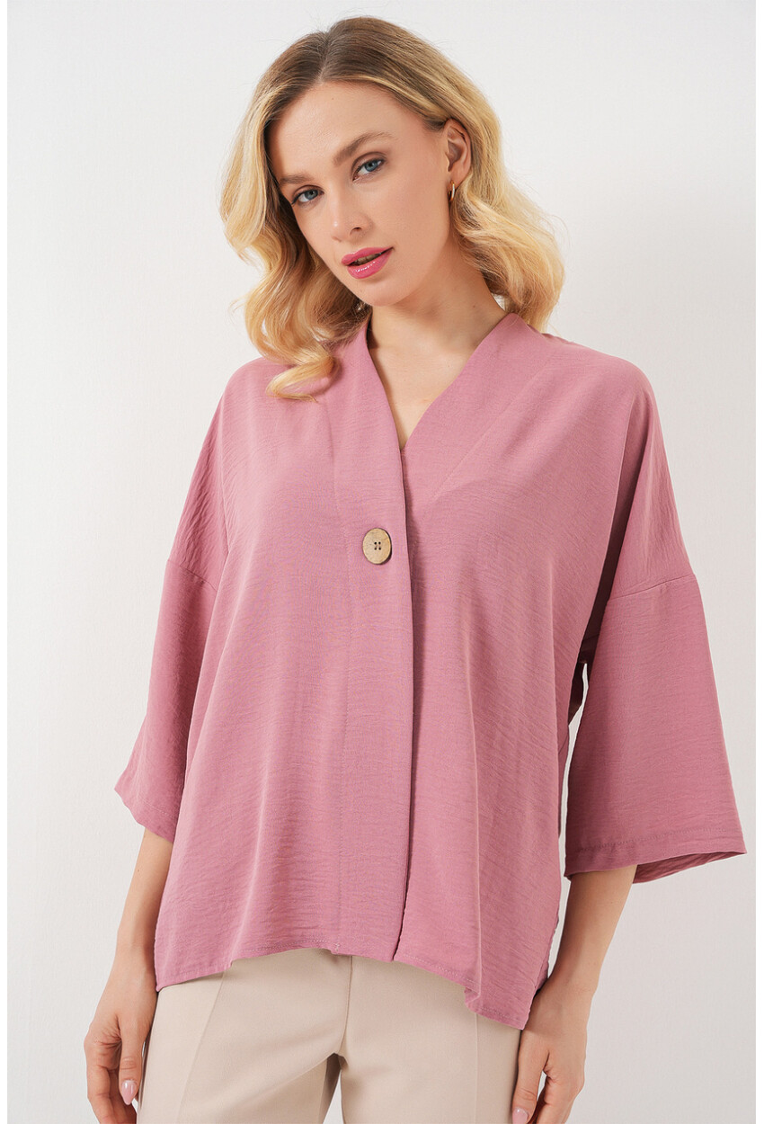 Kadın Kısa Kol Oversize Kimono 5969