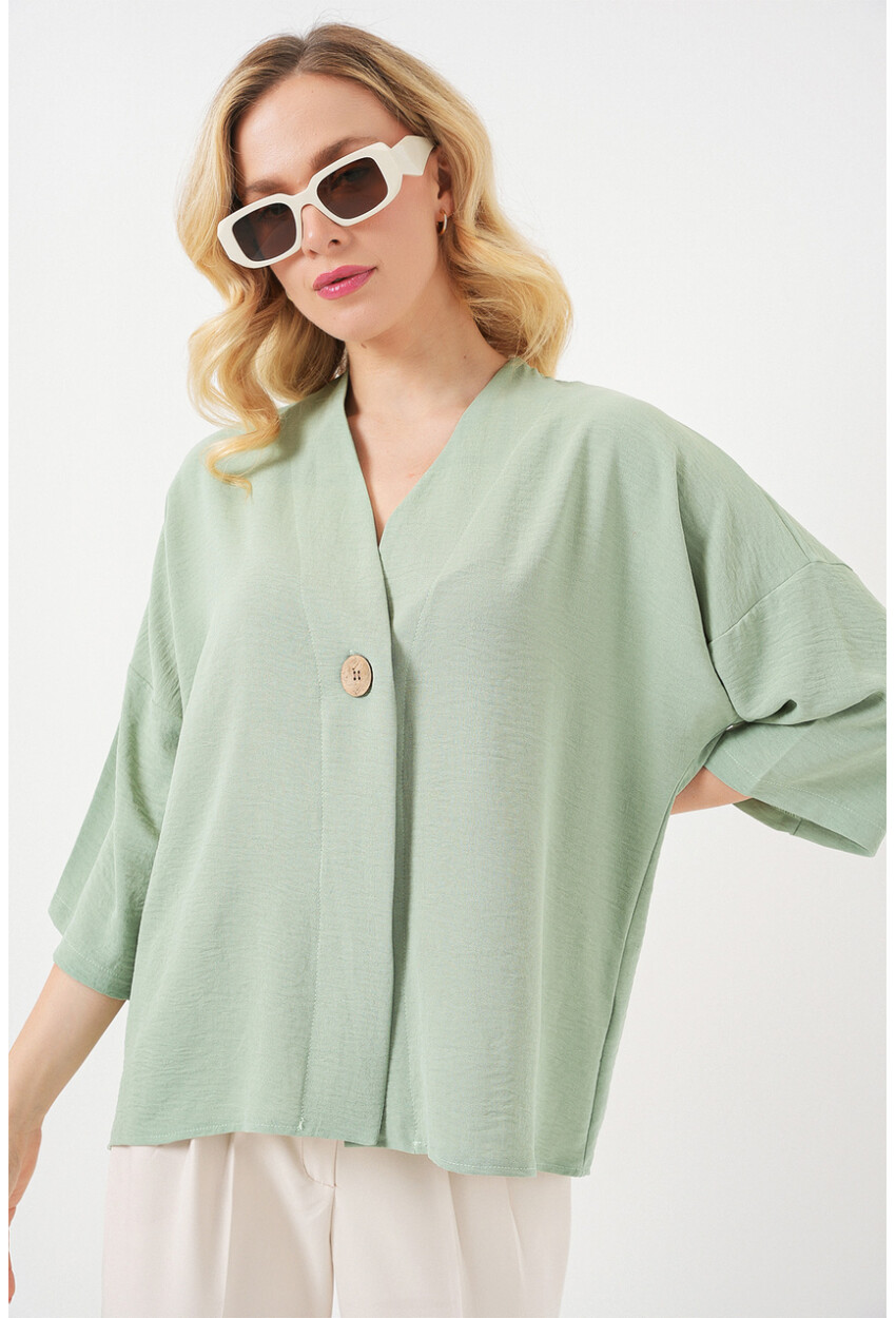 Kadın Kısa Kol Oversize Kimono 5969
