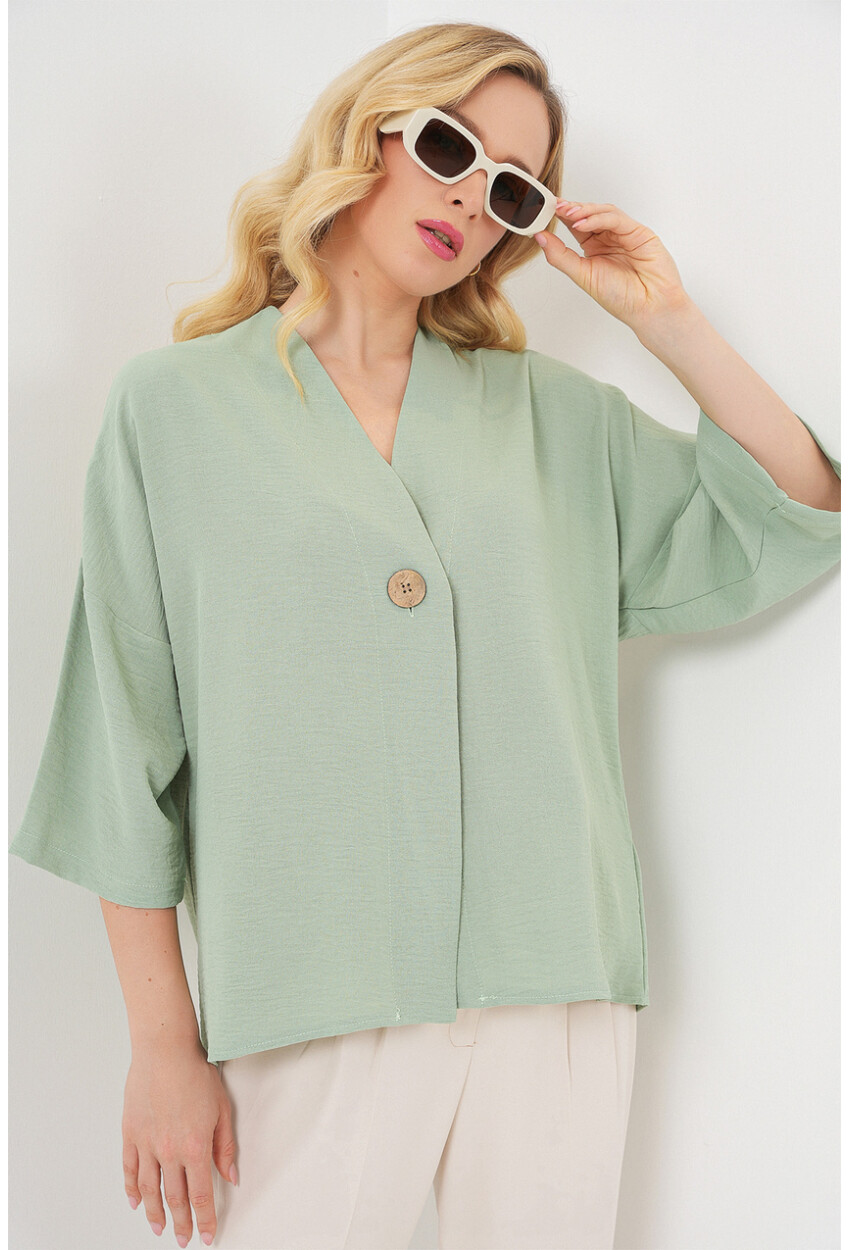 Kadın Kısa Kol Oversize Kimono 5969