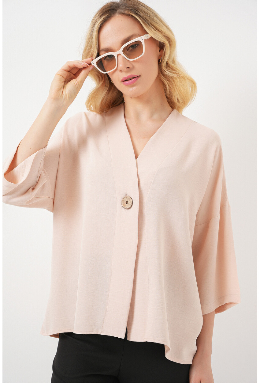 Kadın Kısa Kol Oversize Kimono 5969