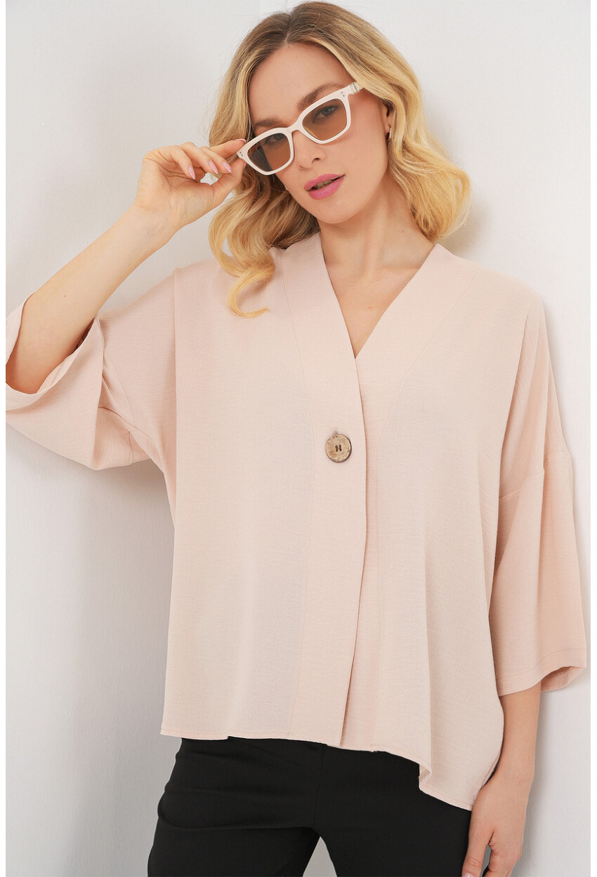 Kadın Kısa Kol Oversize Kimono 5969