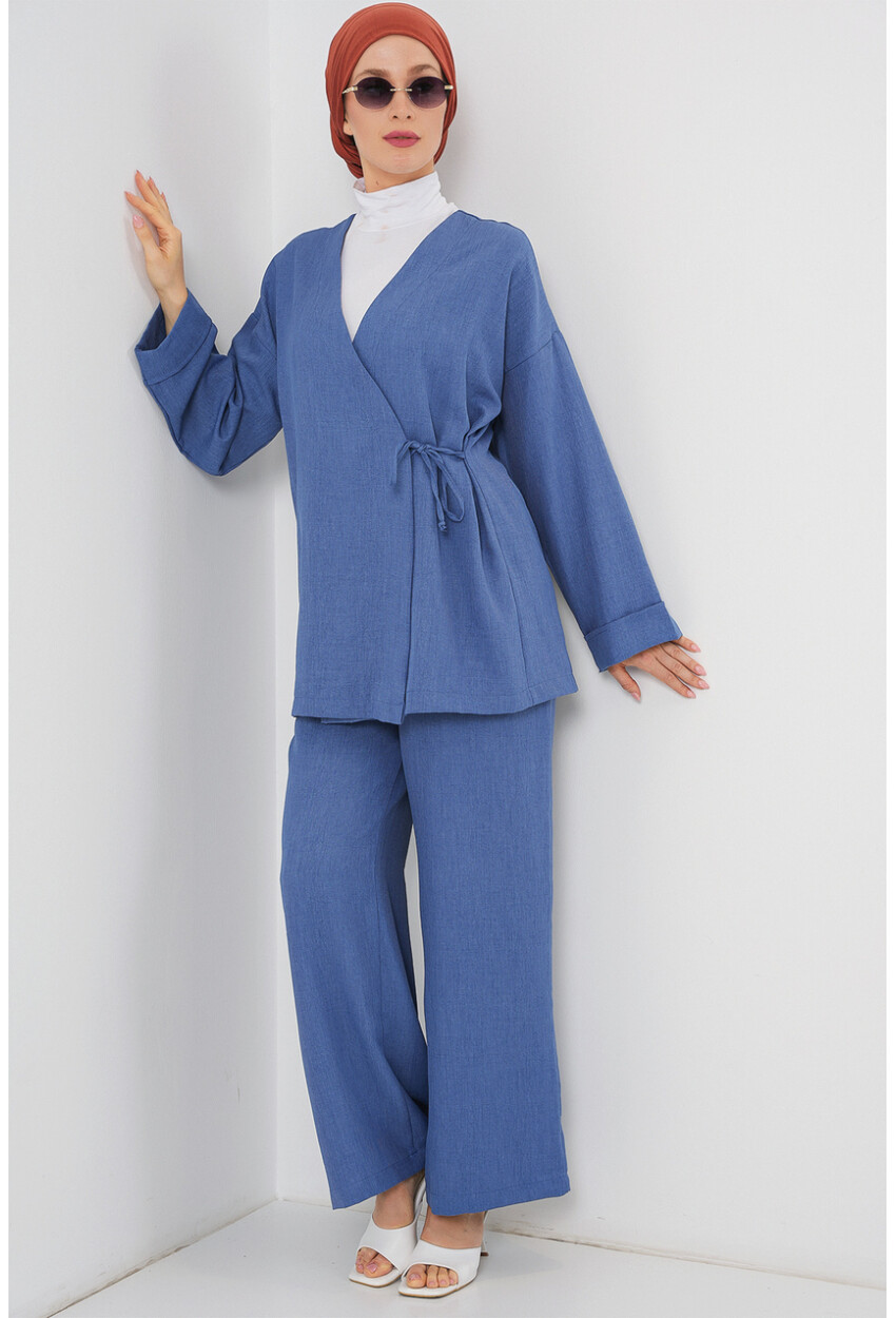 Kadın Kruvaze Yaka Kimono Alt Üst Takım 6743