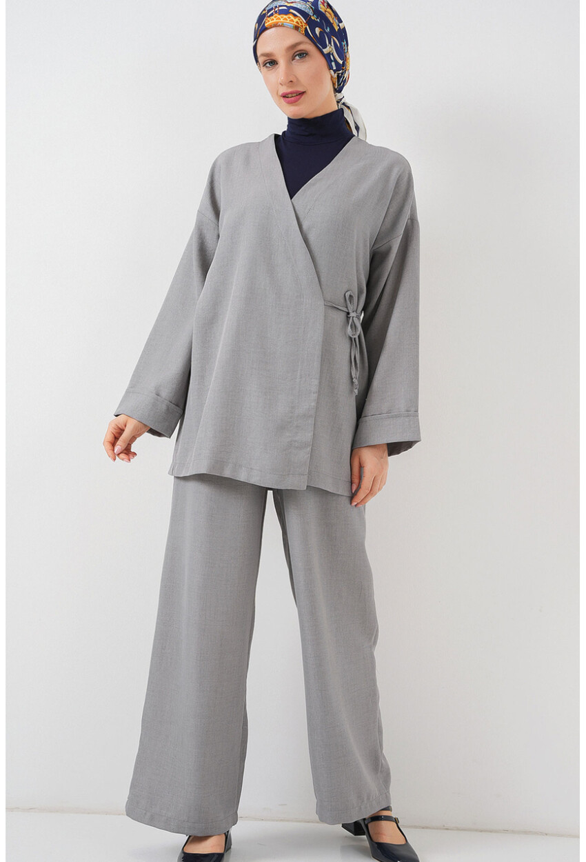 Kadın Kruvaze Yaka Kimono Alt Üst Takım 6743