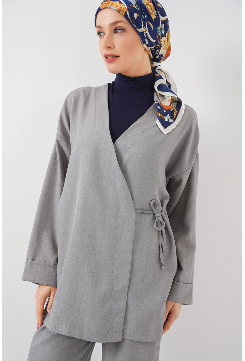 Kadın Kruvaze Yaka Kimono Alt Üst Takım 6743