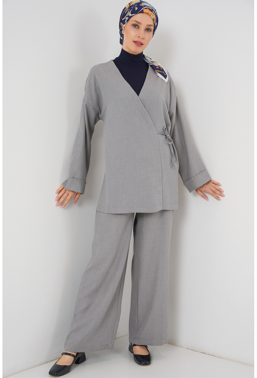 Kadın Kruvaze Yaka Kimono Alt Üst Takım 6743