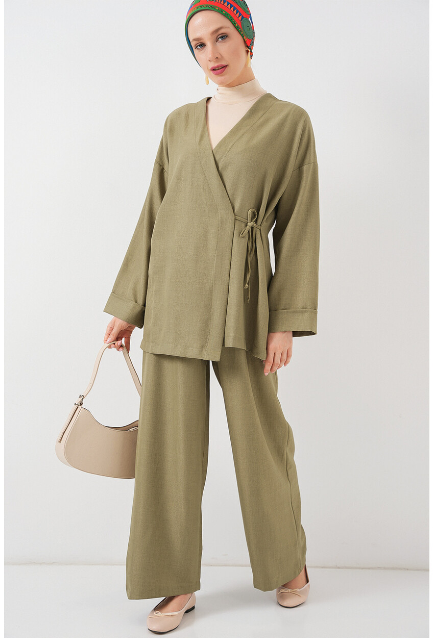 Kadın Kruvaze Yaka Kimono Alt Üst Takım 6743