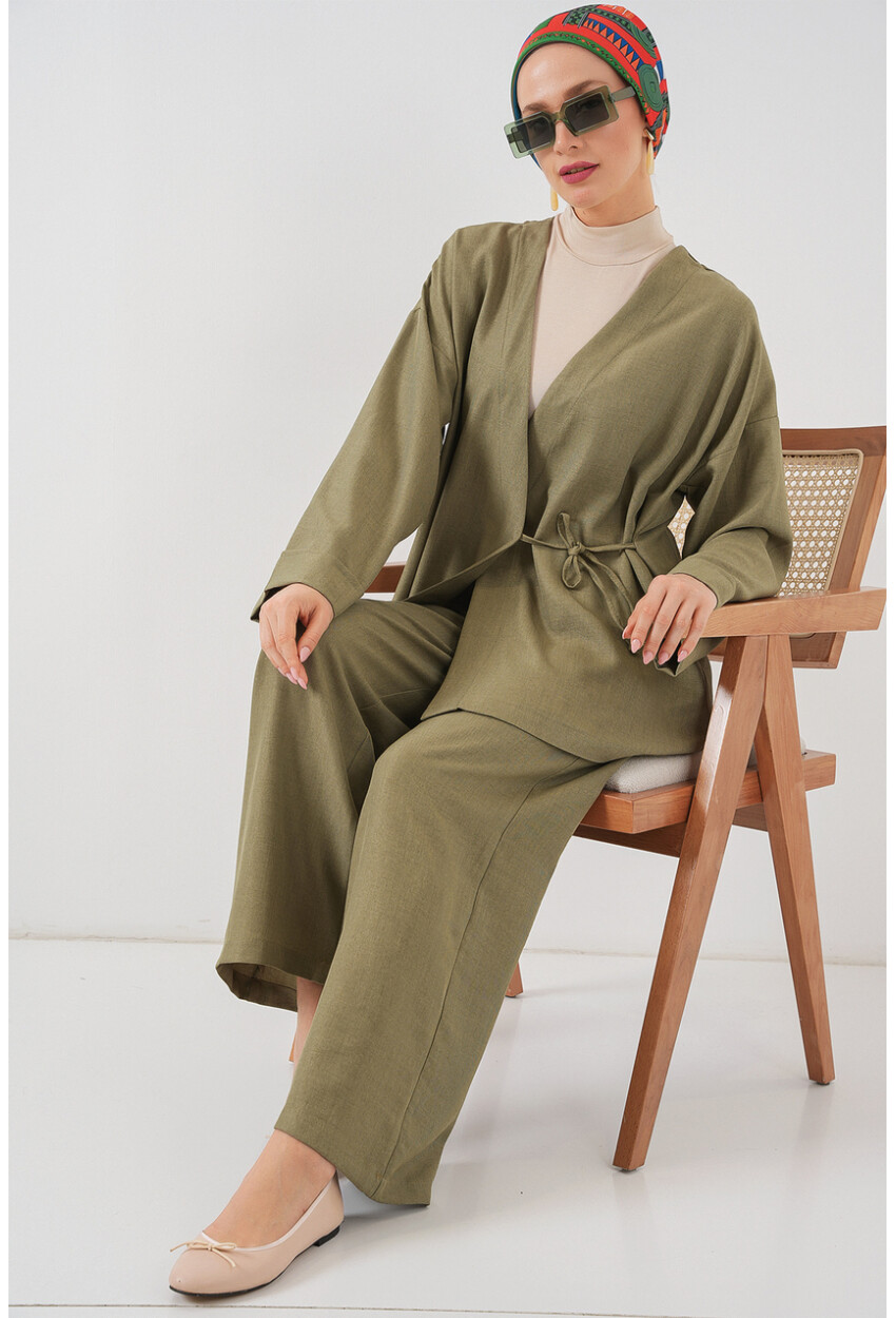 Kadın Kruvaze Yaka Kimono Alt Üst Takım 6743