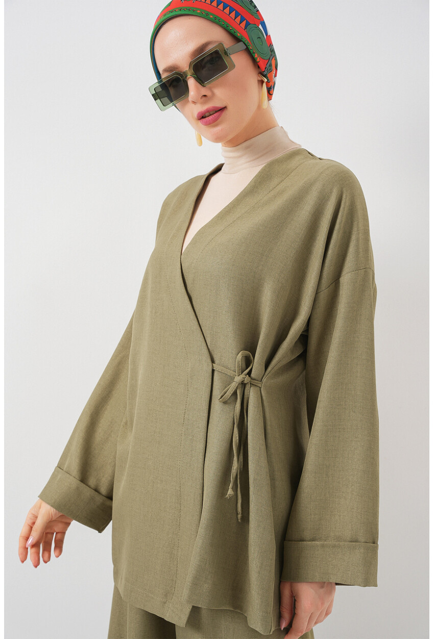 Kadın Kruvaze Yaka Kimono Alt Üst Takım 6743