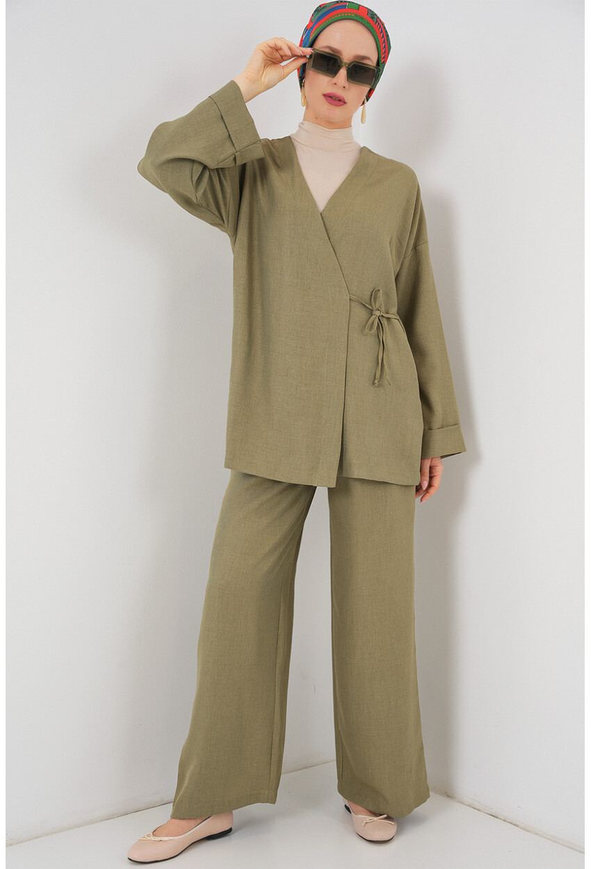 Kadın Kruvaze Yaka Kimono Alt Üst Takım 6743