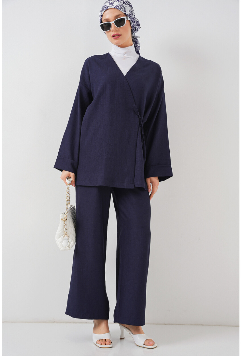 Kadın Kruvaze Yaka Kimono Alt Üst Takım 6743