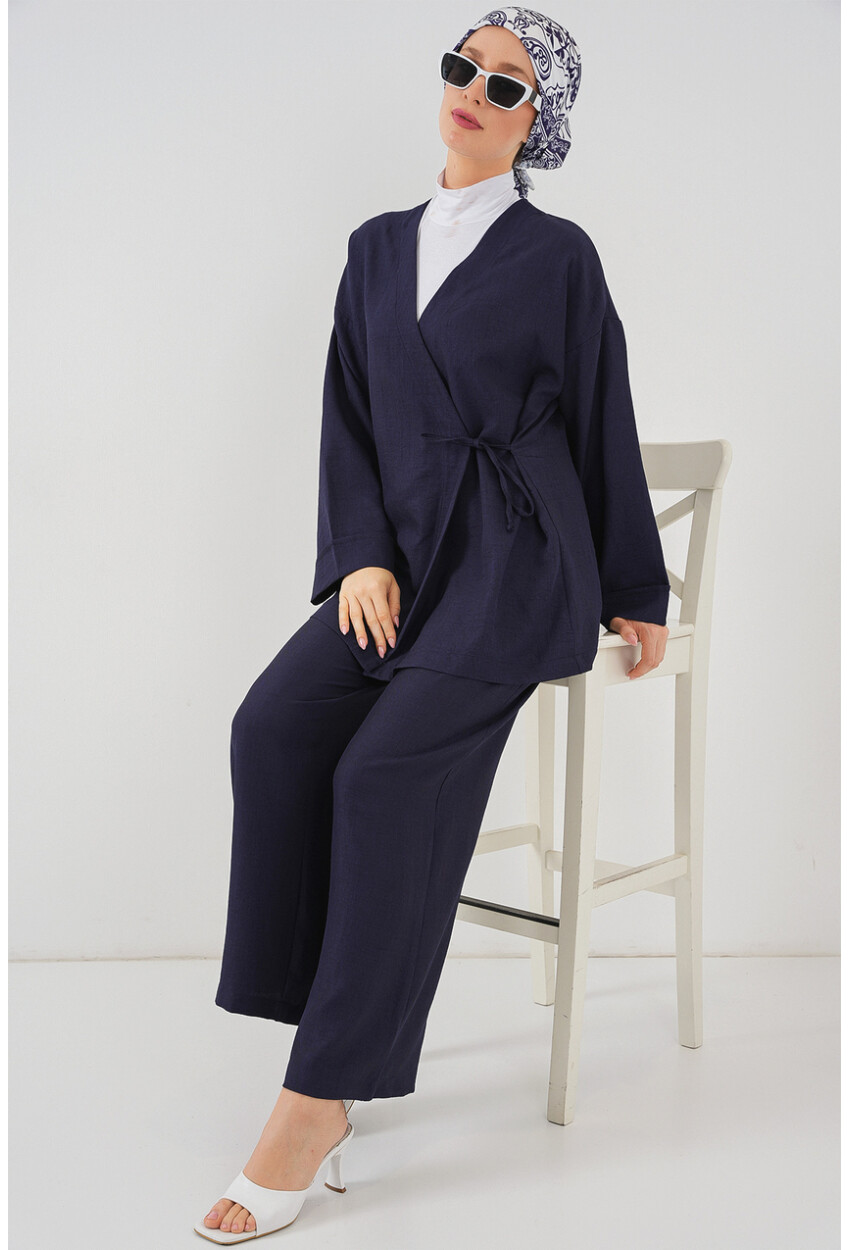 Kadın Kruvaze Yaka Kimono Alt Üst Takım 6743
